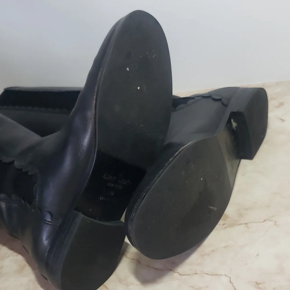 Kate Spade Elegant Black Knee-High Pull On Boots Size 7